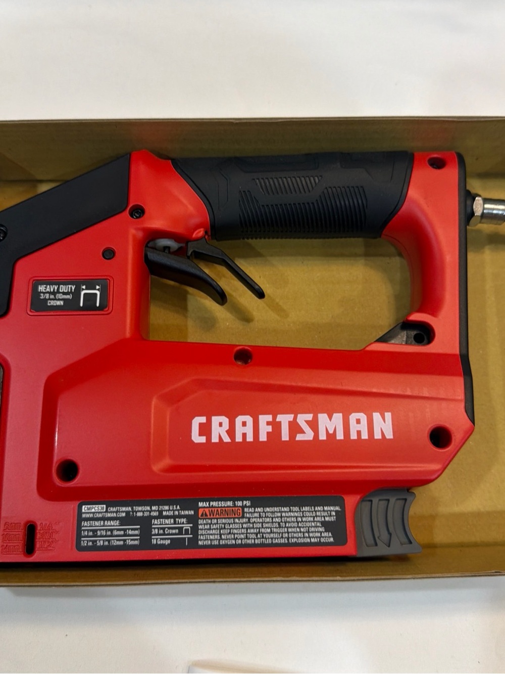 Craftsman Red and Black Pneumatic Stapler